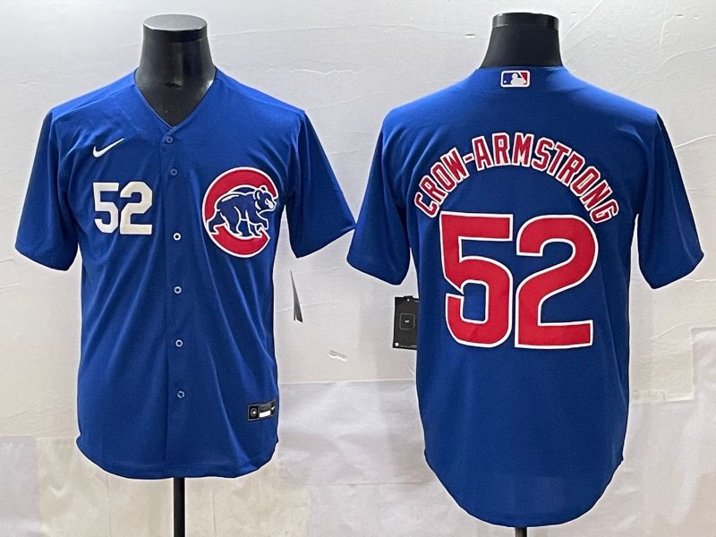 Men 2025 Chicago Cubs #52 Crow-Armstrong Blue Game Nike MLB Jersey style 2